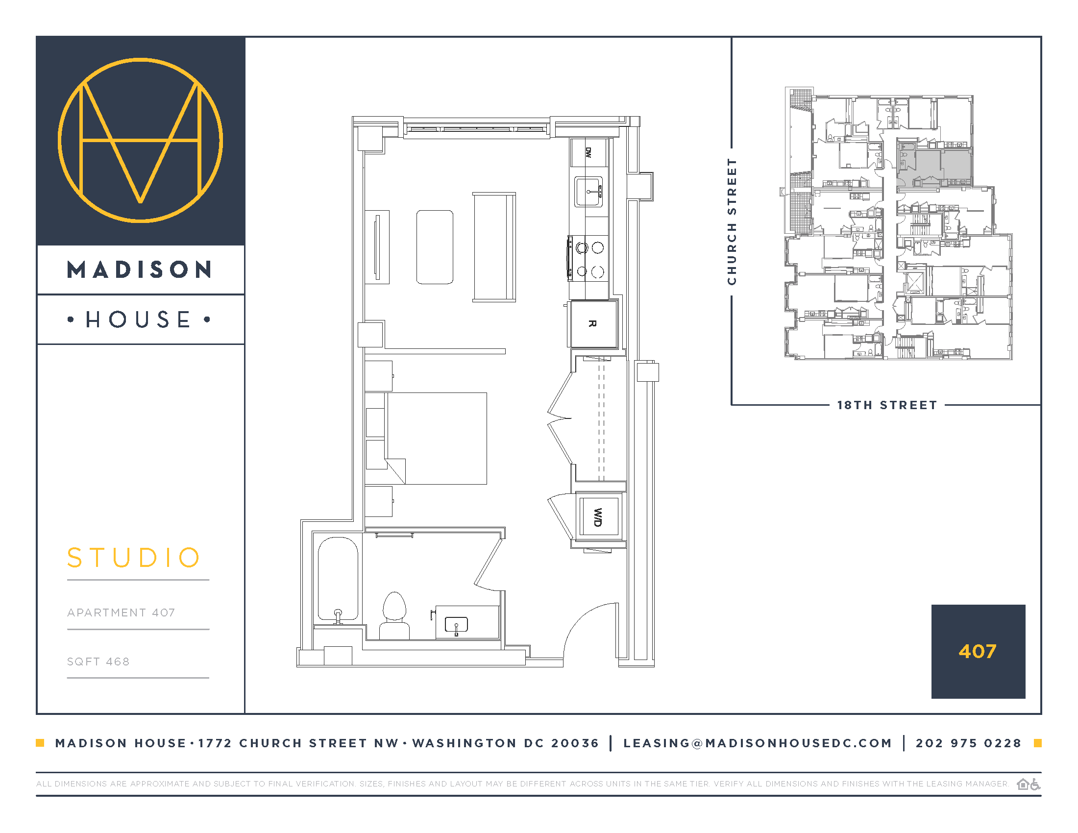 Floor plan for studio, 1 bath, 468 sqft
